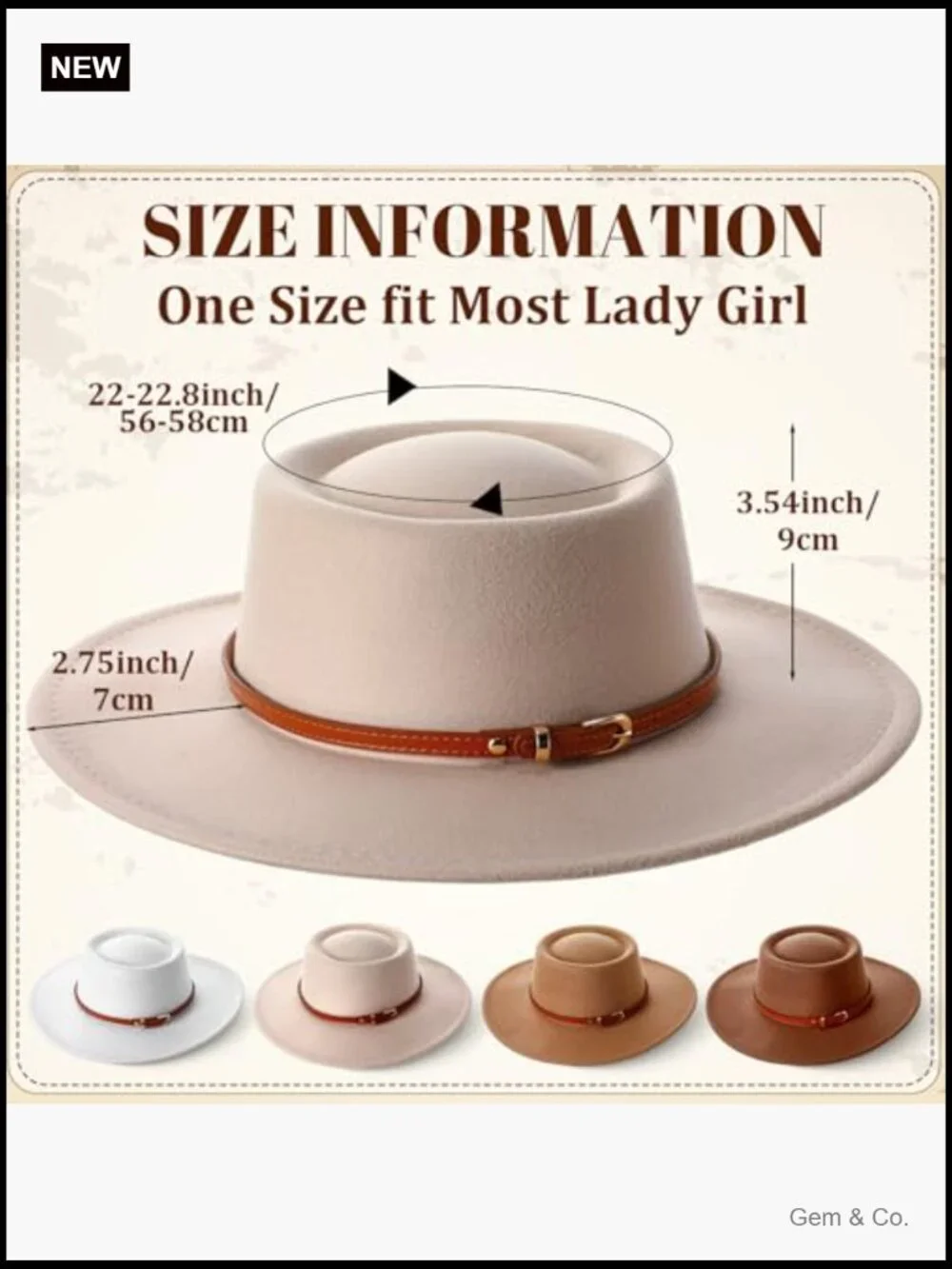Wide Brim Felt Hat with Belt Buckle Vintage Boho Jazz Hat